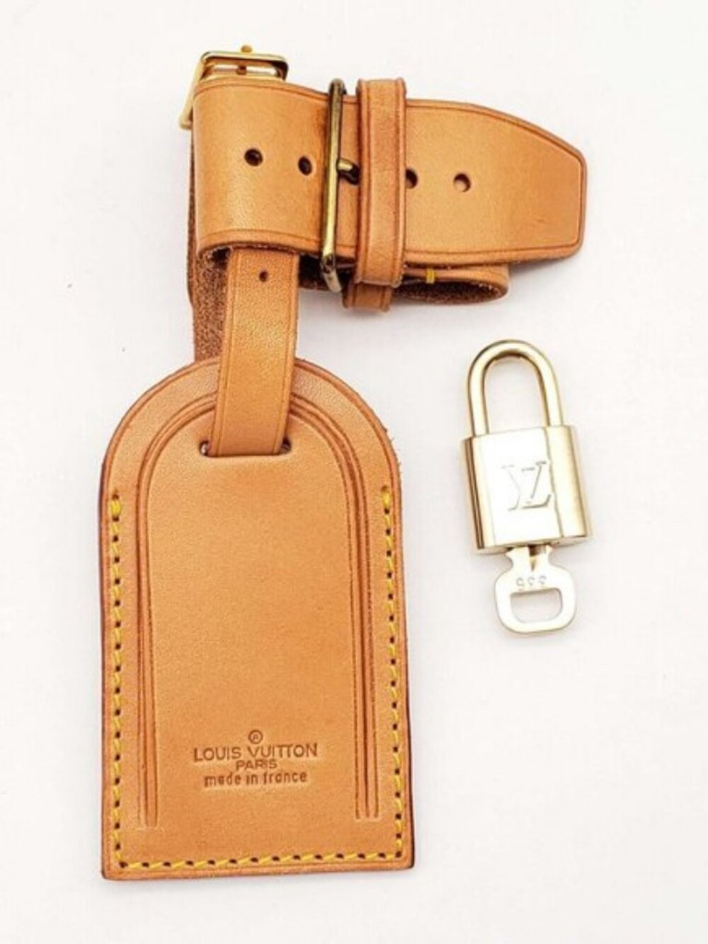 Authentic Louis Vuitton Luggage tag with Lock and Key 010626